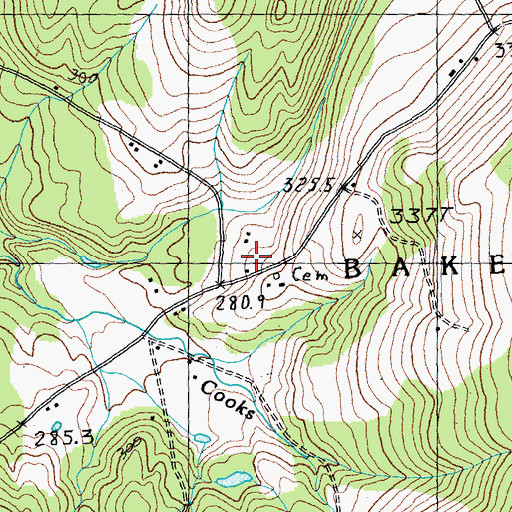 Topographic Map of Cooks School, VT