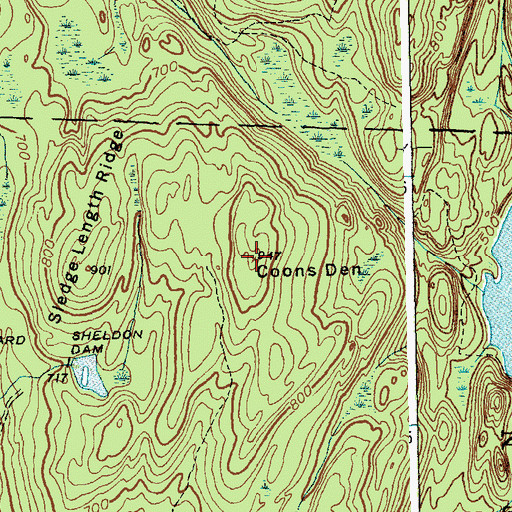 Topographic Map of Coons Den, VT