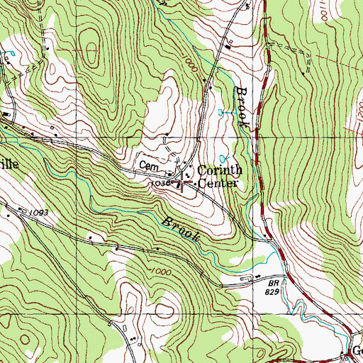 Topographic Map of Corinth Corner, VT