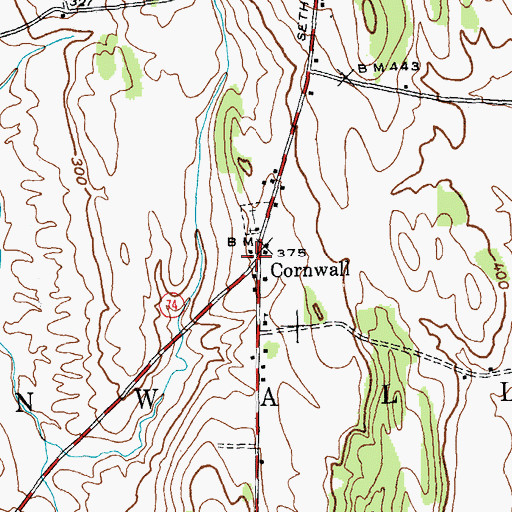 Topographic Map of Cornwall, VT