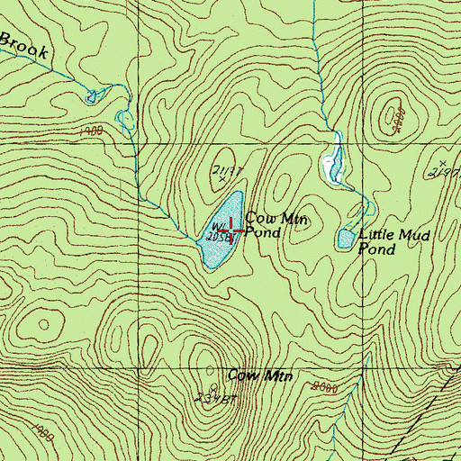 Topographic Map of Cow Mountain Pond, VT
