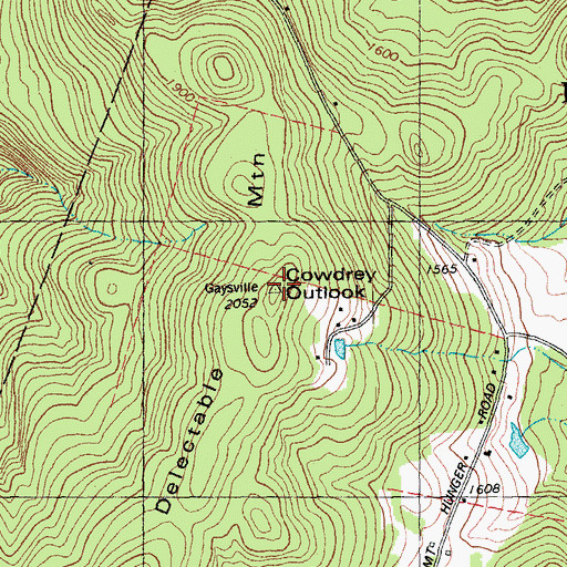 Topographic Map of Cowdrey Outlook, VT
