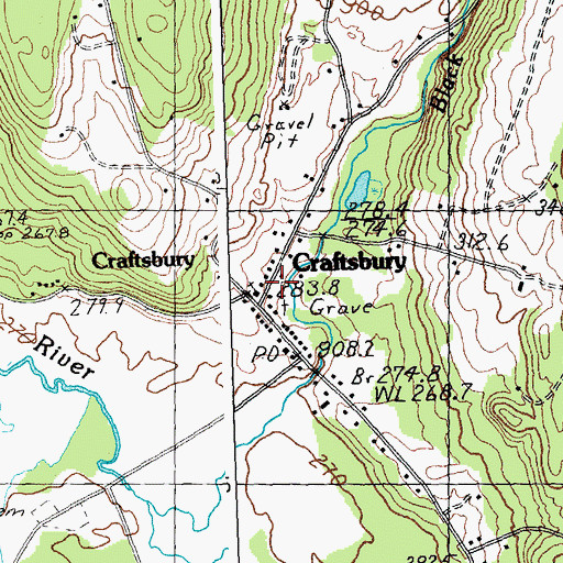 Topographic Map of Craftsbury, VT