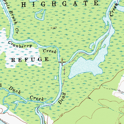 Topographic Map of Cranberry Creek, VT