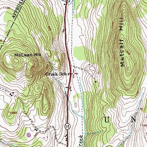 Topographic Map of Creek School, VT