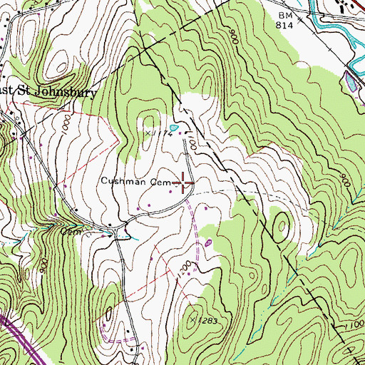 Topographic Map of Cushman Cemetery, VT