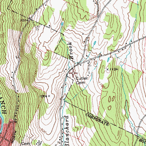 Topographic Map of Cutler Cemetery, VT