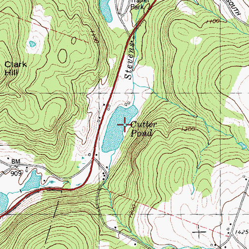 Topographic Map of Cutter Pond, VT