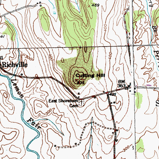 Topographic Map of Cutting Hill, VT