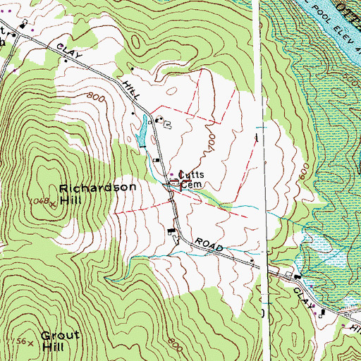 Topographic Map of Cutts Cemetery, VT