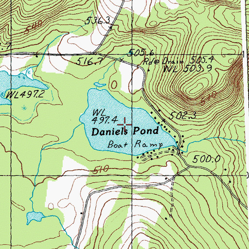 Topographic Map of Daniels Pond, VT