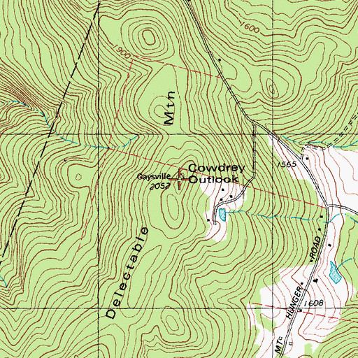 Topographic Map of Delectable Mountain, VT