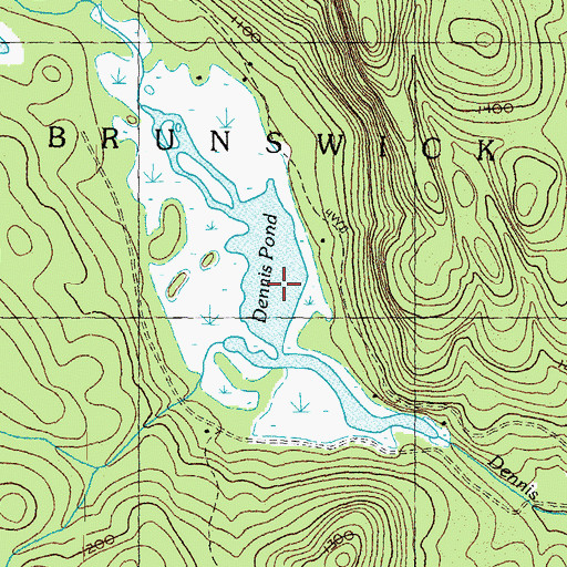 Topographic Map of Dennis Pond, VT
