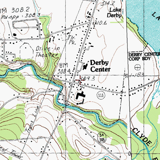 Topographic Map of Derby Center, VT