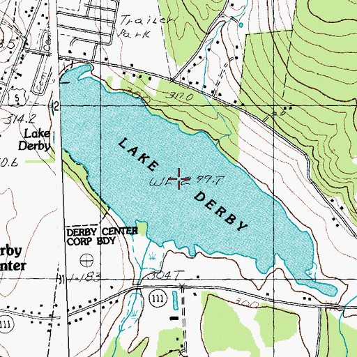Topographic Map of Lake Derby, VT