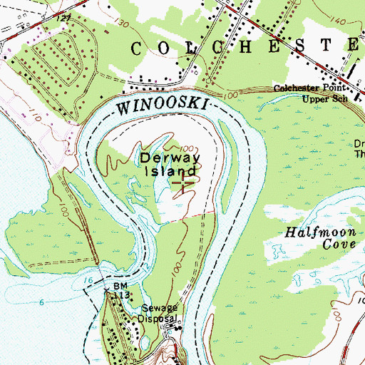 Topographic Map of Derway Island, VT