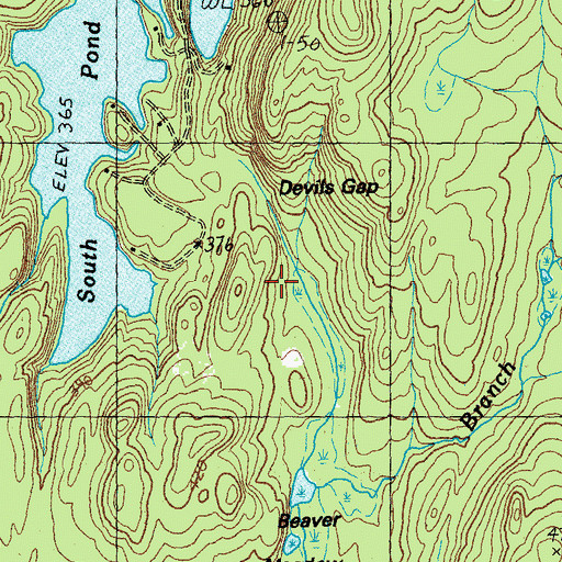 Topographic Map of Devils Gap, VT