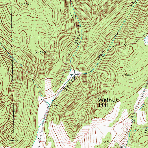 Topographic Map of Devils Glen Brook, VT