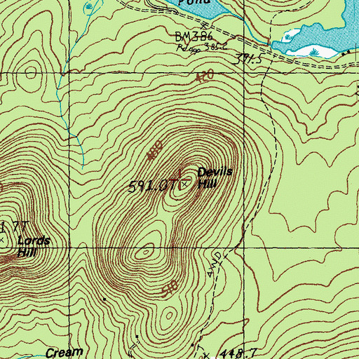 Topographic Map of Devils Hill, VT