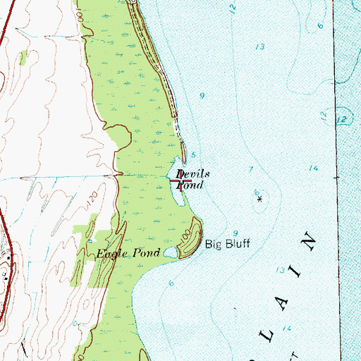 Topographic Map of Devils Pond, VT