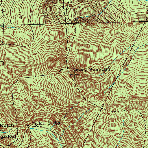 Topographic Map of Dewey Mountain, VT