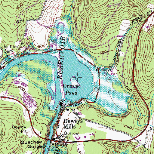 Topographic Map of Deweys Pond, VT
