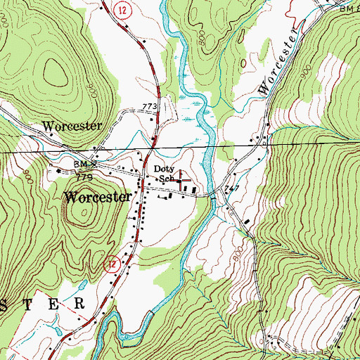 Topographic Map of Doty Memorial School, VT