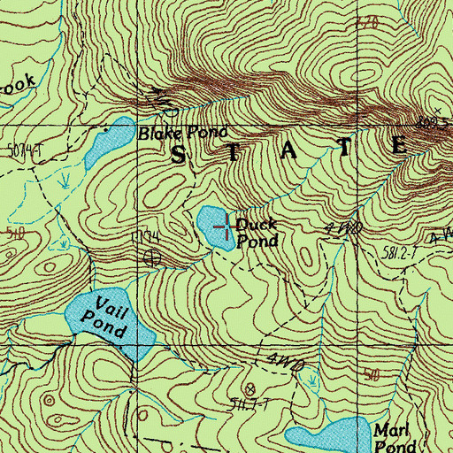 Topographic Map of Duck Pond, VT
