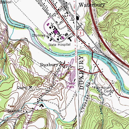 Topographic Map of Duxbury, VT