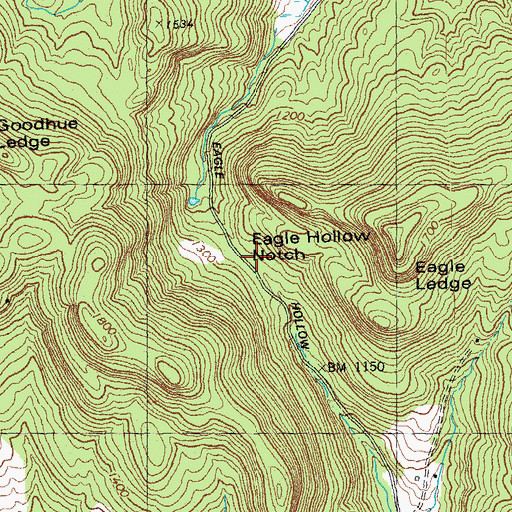Topographic Map of Eagle Hollow Notch, VT