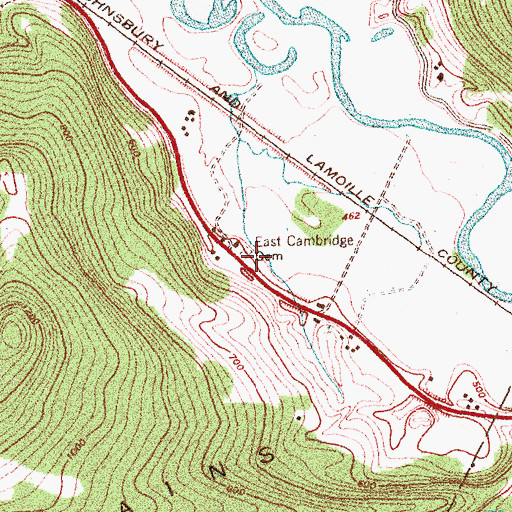 Topographic Map of East Cambridge Cemetery, VT