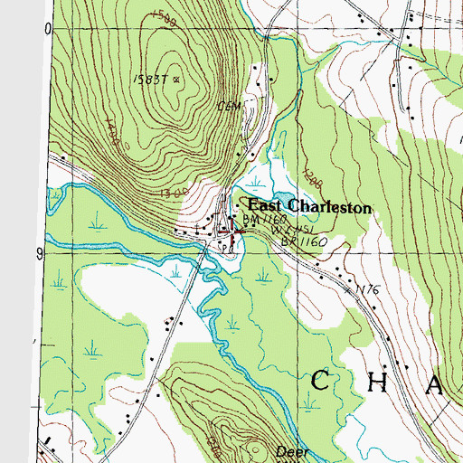 Topographic Map of East Charleston, VT