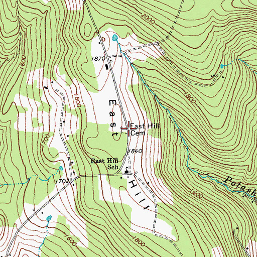 Topographic Map of East Hill Cemetery, VT