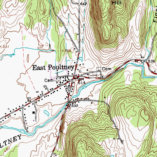 Topographic Map of East Poultney, VT