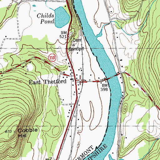 Topographic Map of East Thetford, VT