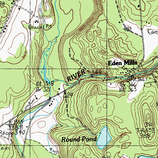 Topographic Map of Eden Mills, VT