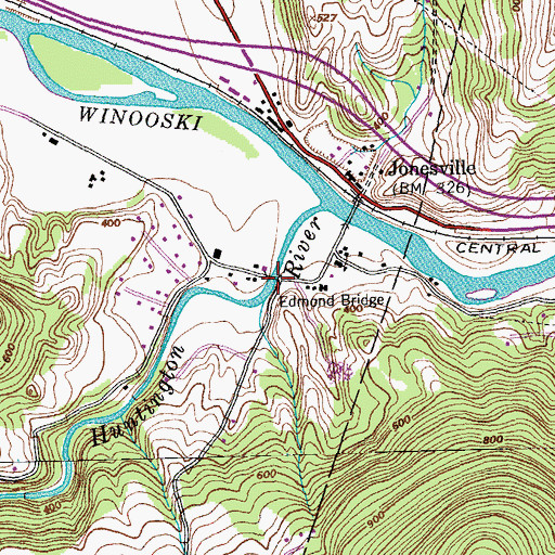 Topographic Map of Edmond Bridge, VT