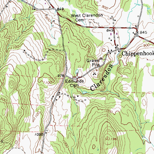 Topographic Map of Edmunds Cemetery, VT