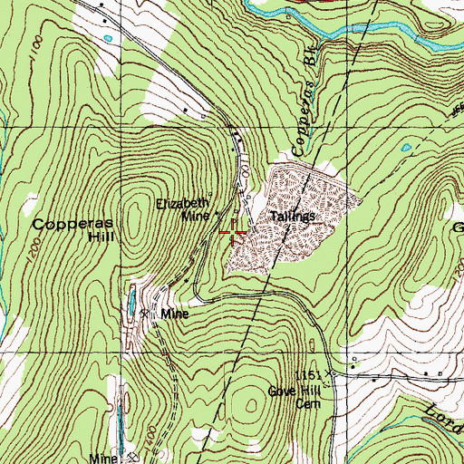 Topographic Map of Elizabeth Mine, VT
