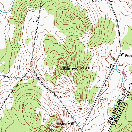Topographic Map of Ellenwood Hill, VT