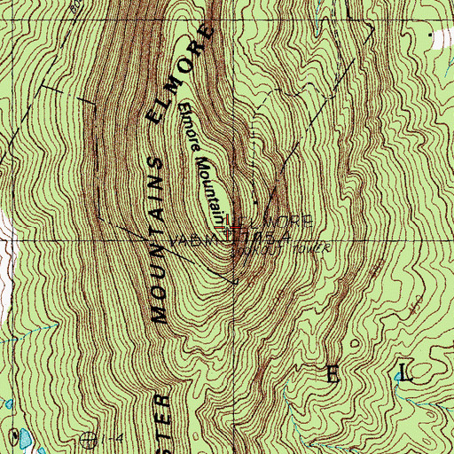 Topographic Map of Elmore Mountain, VT