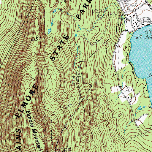 Topographic Map of Elmore State Park, VT