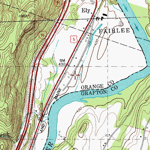 Topographic Map of Ely School, VT