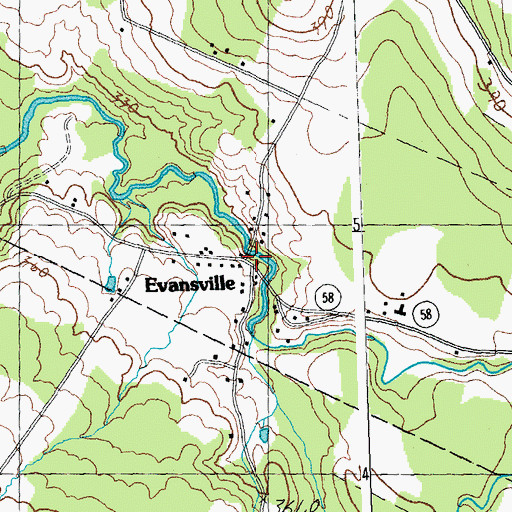 Topographic Map of Evansville, VT