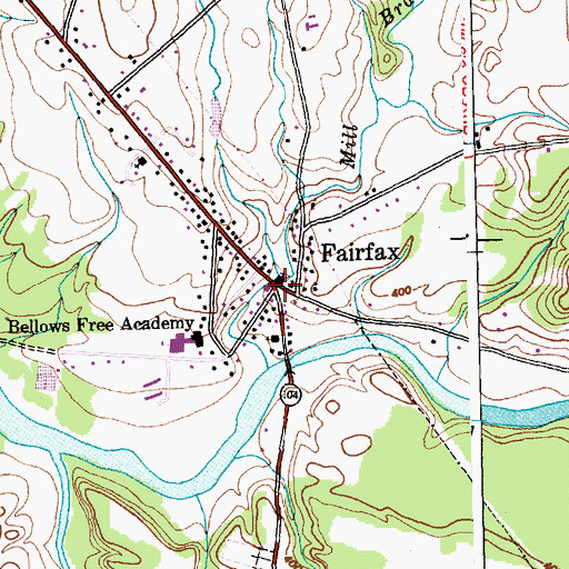 Topographic Map of Fairfax, VT