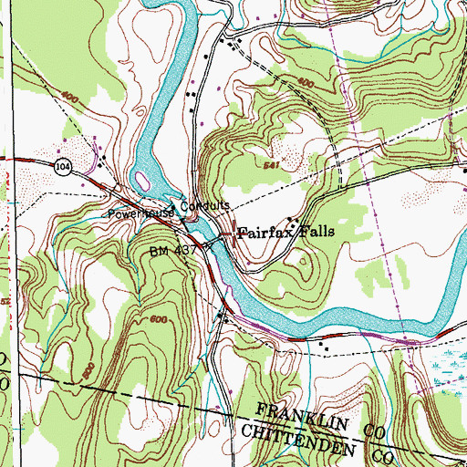 Topographic Map of Fairfax Falls, VT