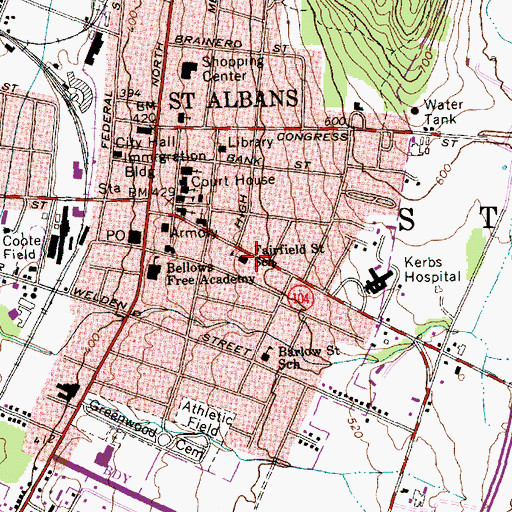 Topographic Map of Fairfield Saint School, VT
