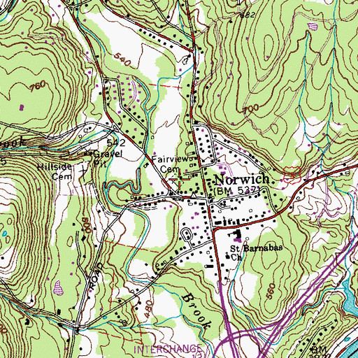 Topographic Map of Fairview Cemetery, VT