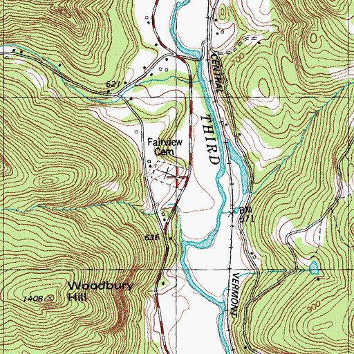 Topographic Map of Fairview Cemetery, VT