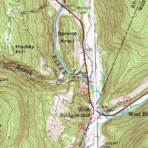 Topographic Map of Falls Brook, VT